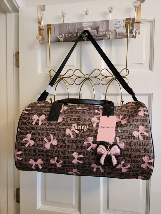 Juicy Couture Handbags - Juicy Couture Pink Bow Duffel Bag Tote Travel Luggage Weekender Simply Sweet New